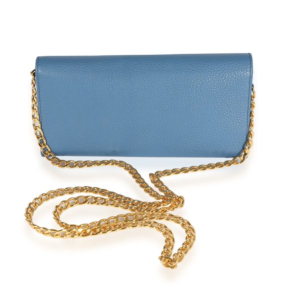 Prada Blue Vitello Daino Chain Wallet - Picture 3 of 6